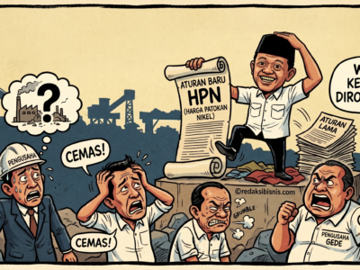 Karikatur Bahlil Lahadalia merombak aturan Harga Patokan Nikel HPN bikin pengusaha cemas dan protes.